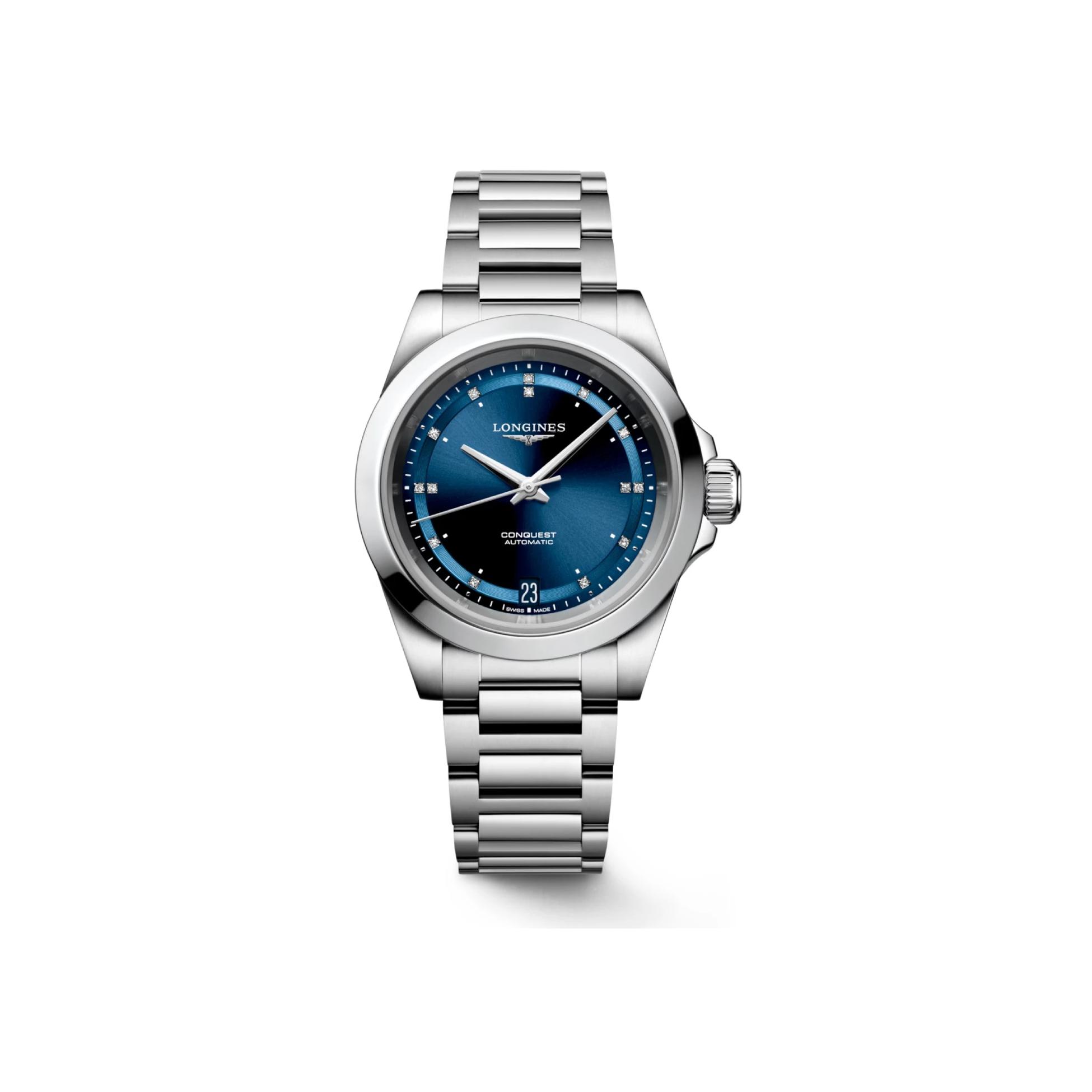 Montre Longines Conquest L3.430.4.97.6 cadran Bleu bracelet Acier L3.430.4.97.6