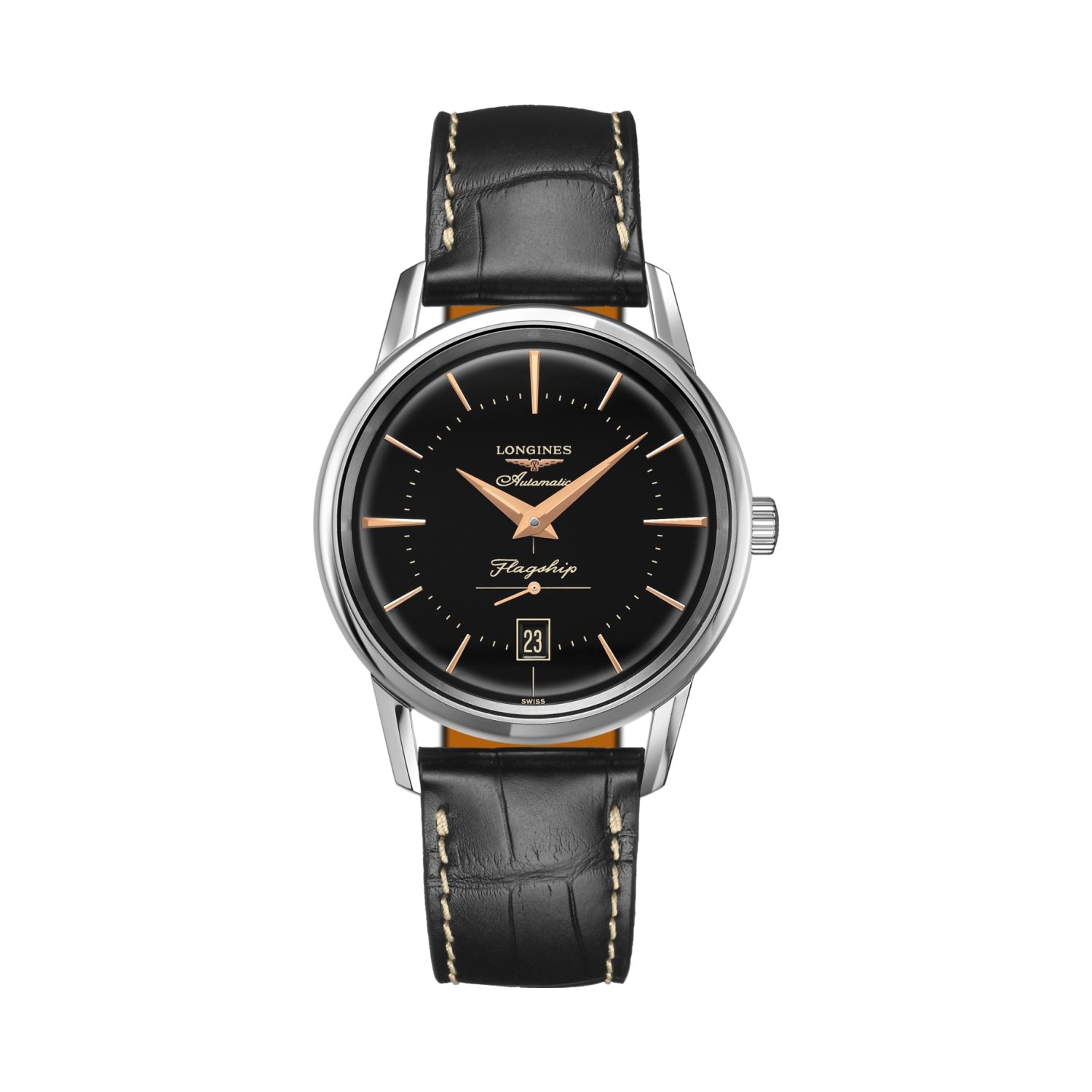 Montre Longines Heritage Flagship automatique cuir L47954782 - Lepage