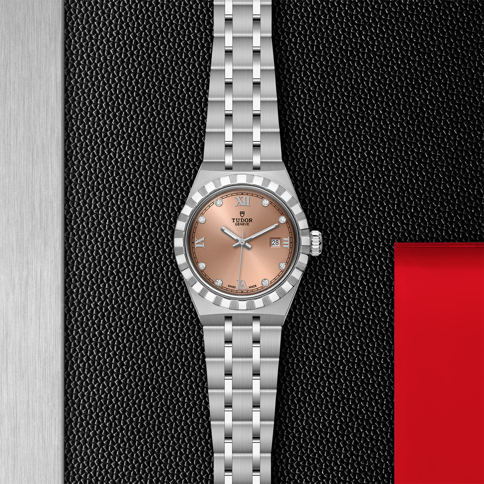 Montre TUDOR Royal boîtier en acier, 28 mm, cadran serti de diamants