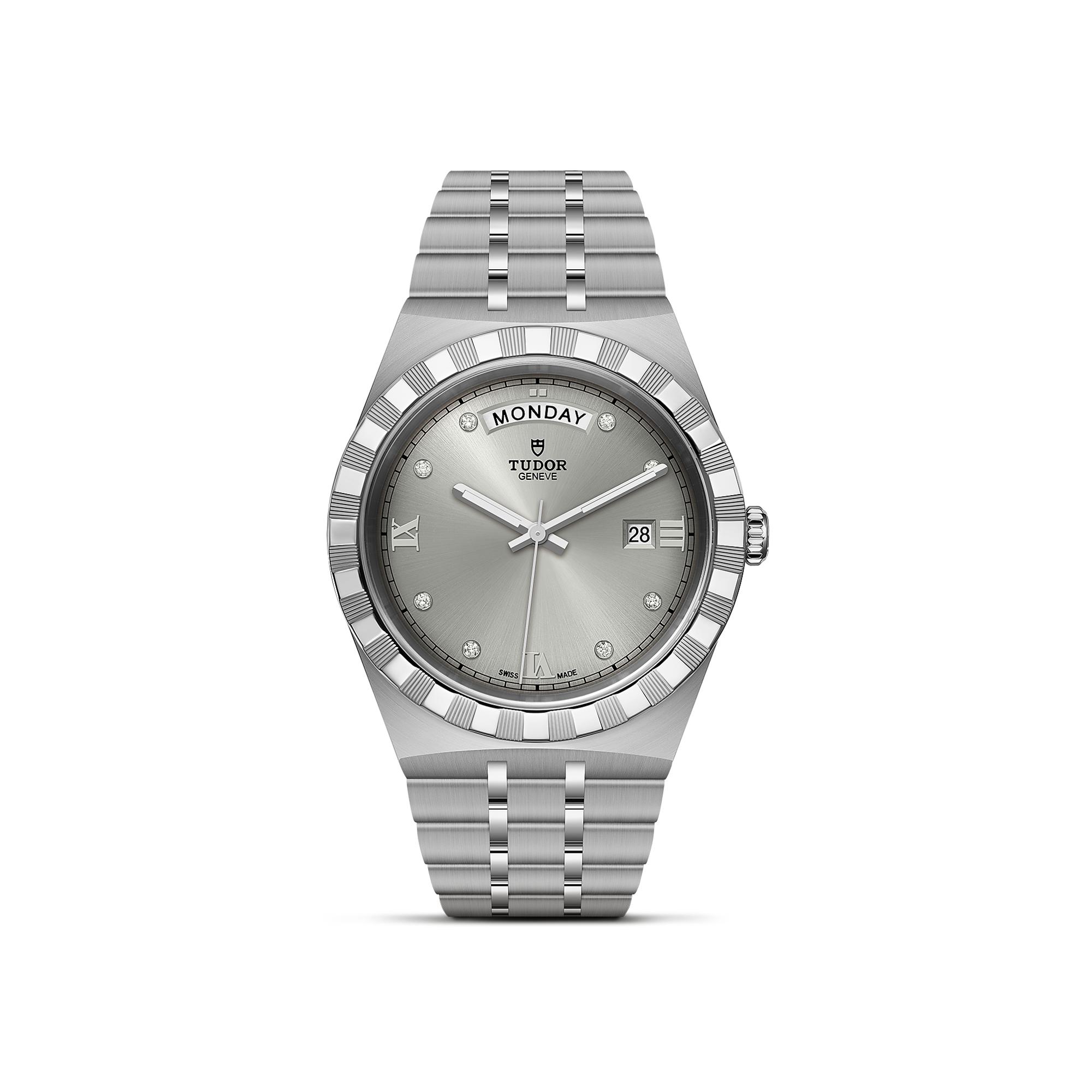 Montre TUDOR Royal boîtier en acier 41 mm, cadran serti de diamants