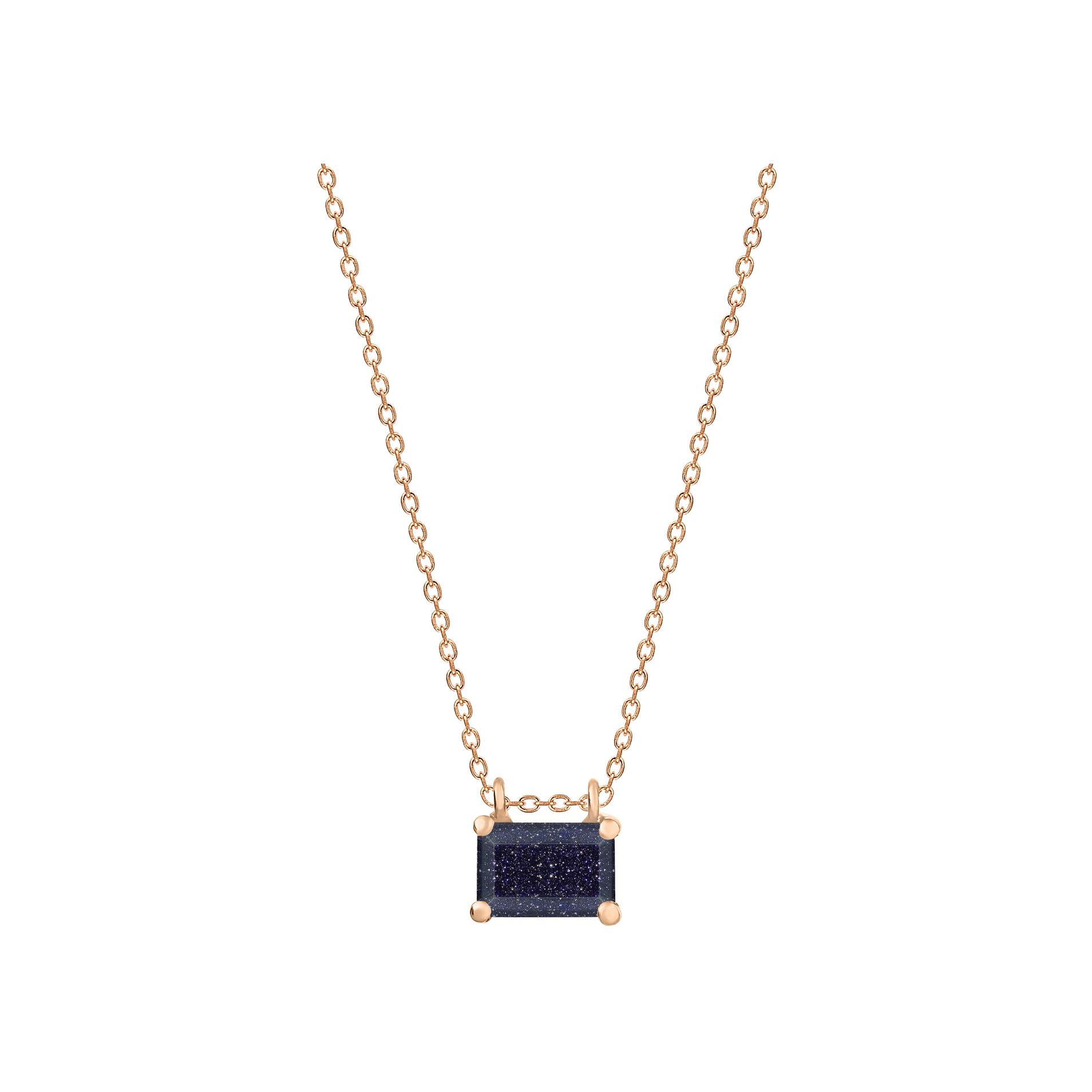 Collier Ginette NY Midnight en or rose et blue sand stone