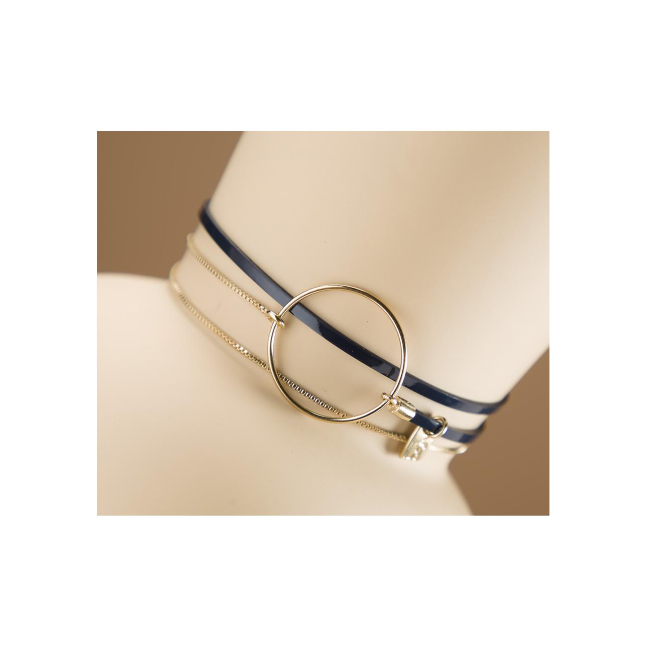 Achat Bracelet Flowers For Zoé Nolah Vernis Marine T1 en cuir et métal doré