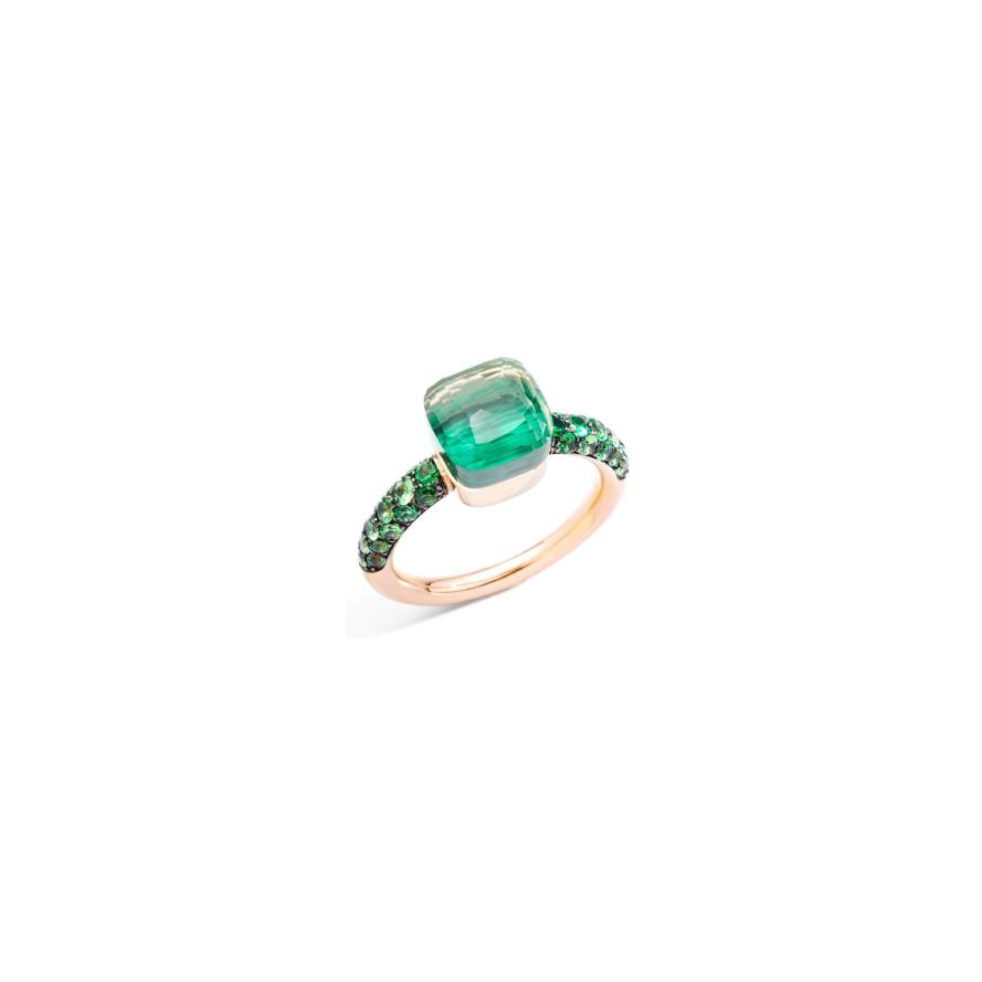 Bague Pomellato Nudo Petit en or rose, or blanc, prasiolite, malachite et tsavorites