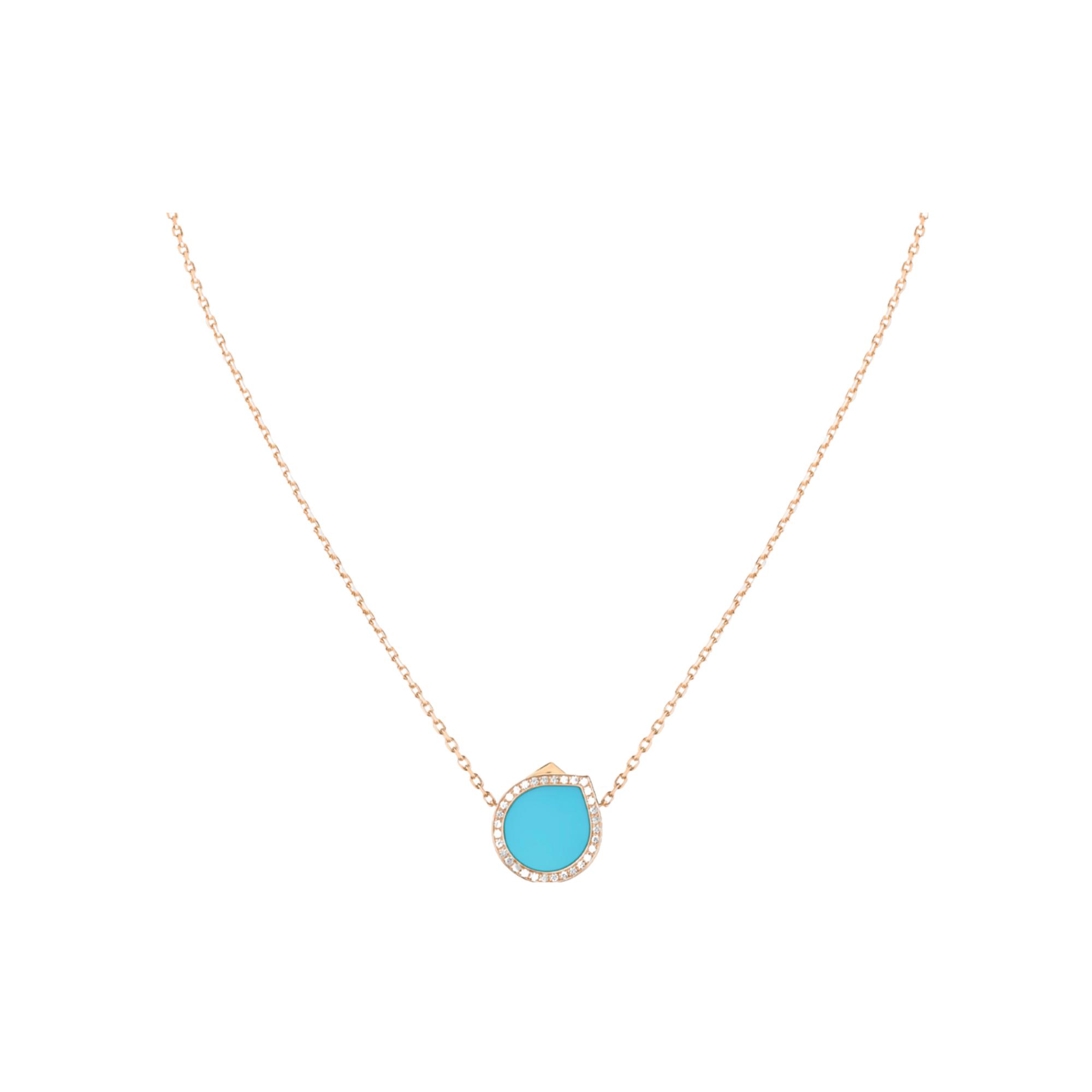 Collier Repossi Antifer en or rose, diamants et turquoise