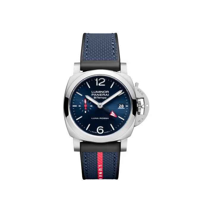 Montre Panerai Luminor Quaranta BiTempo Luna Rossa bracelet Caoutchouc/Textile PAM01404