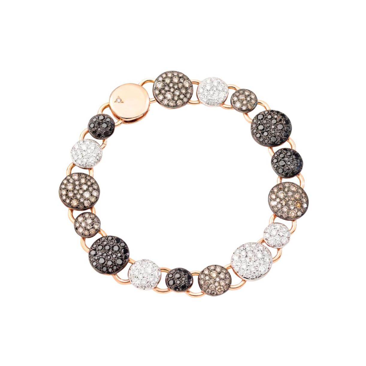 Bracelet Pomellato Sabbia en or rose, diamants, diamants bruns et diamants noirs