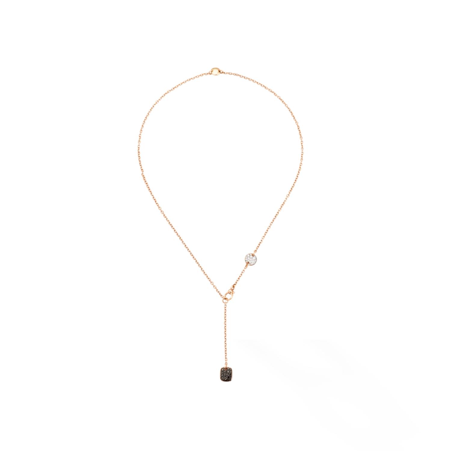 Collier Pomellato Lasso Sabbia en or rose et diamants blancs, bruns et noirs