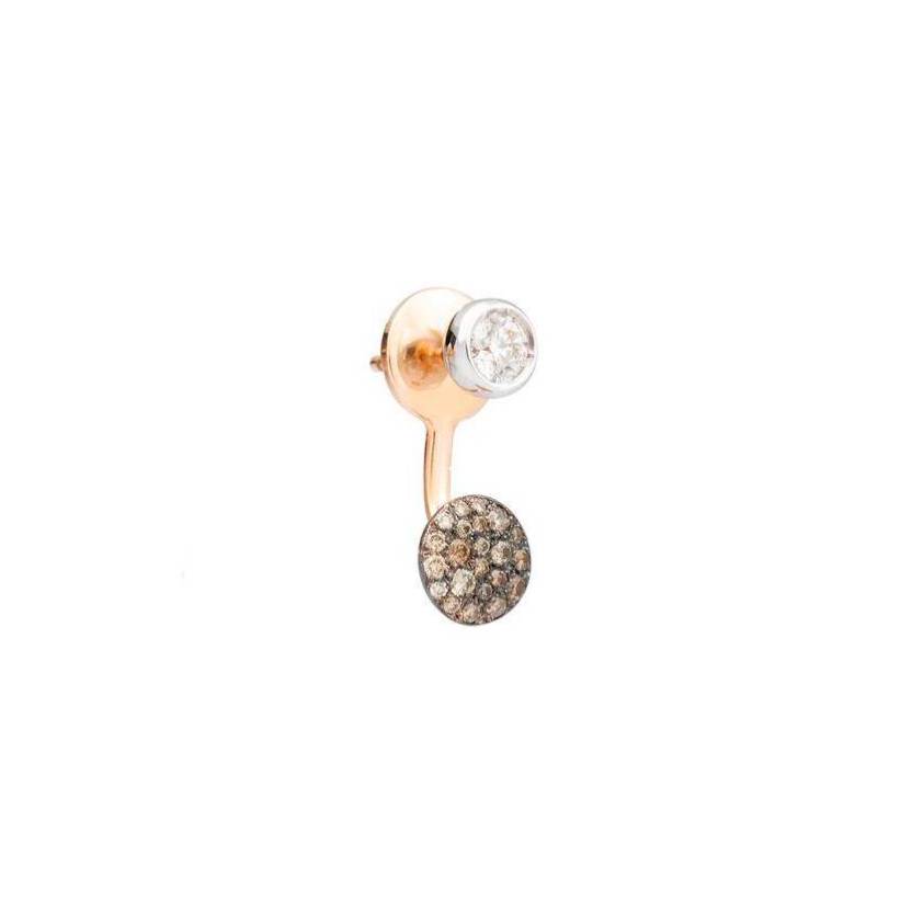 Mono boucle d'oreille Pomellato Sabbia en or rose, or blanc, diamant et diamants bruns