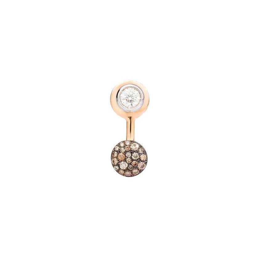 Mono boucle d'oreille Pomellato Sabbia en or rose, or blanc, diamant et diamants bruns