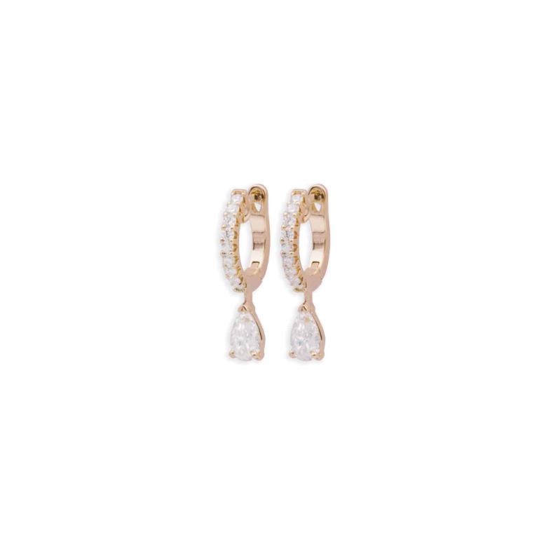 Boucles d'oreilles pendantes Raynal en or rose et diamants