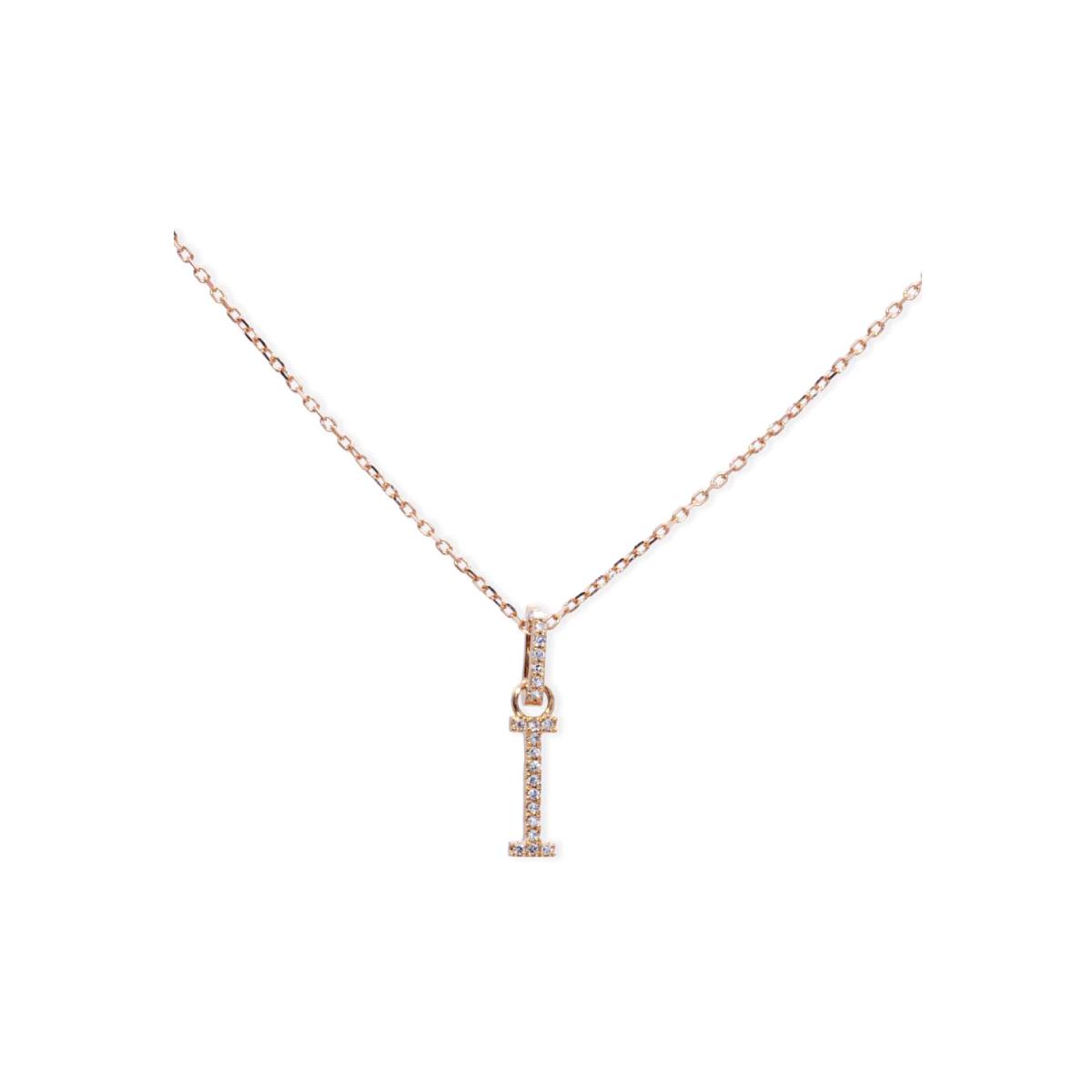 Collier Raynal Lettre en or rose et diamants