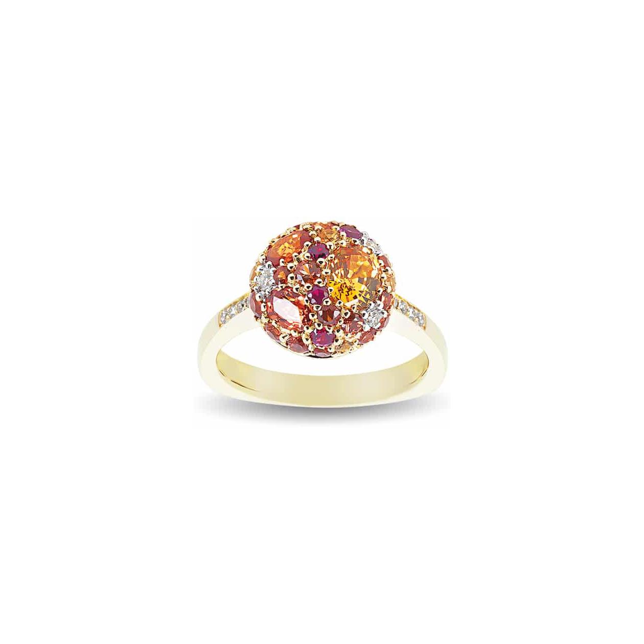 Bague Raynal en or jaune, diamant, saphir et citrine