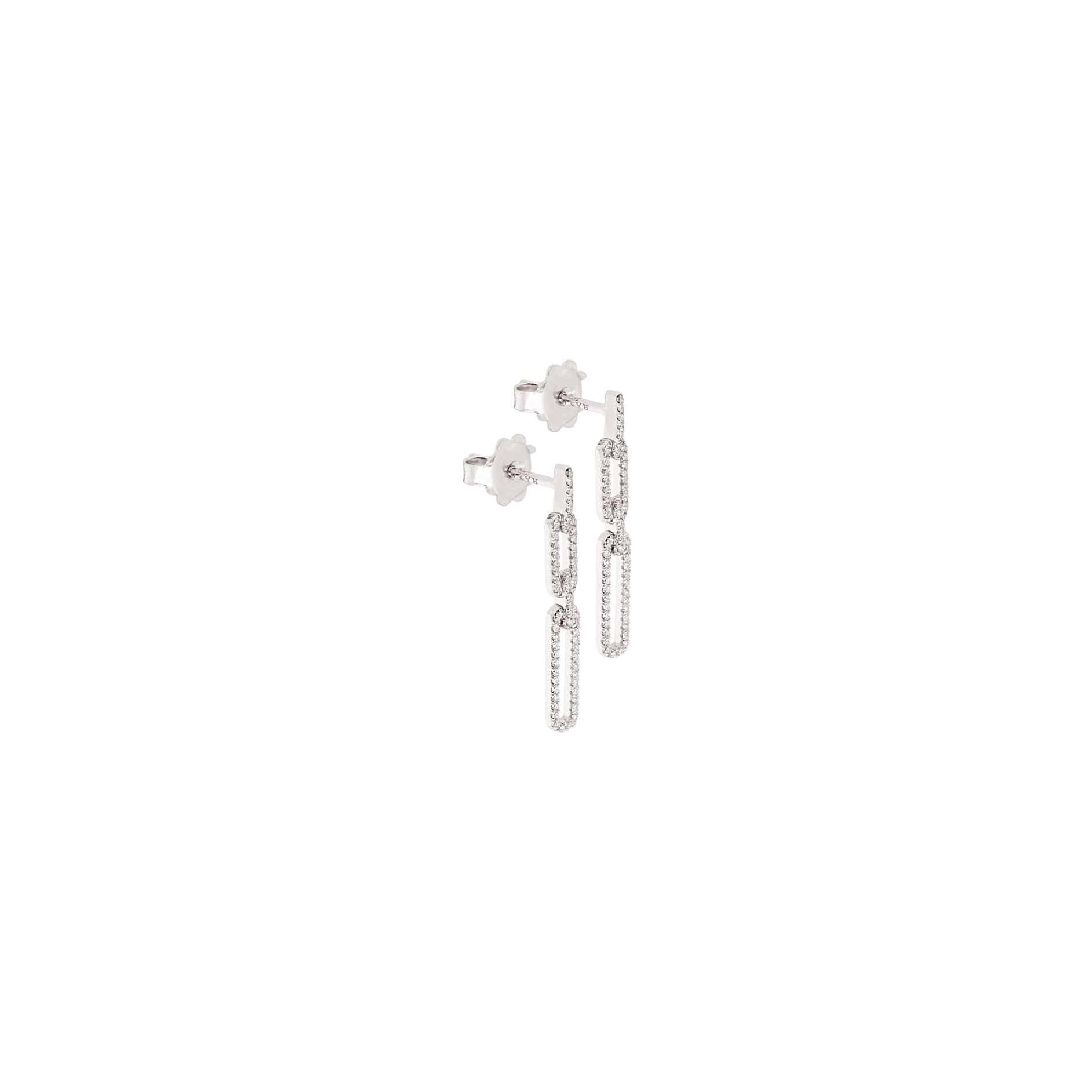 Boucles d'oreilles Raynal Gourmette en or blanc et diamants