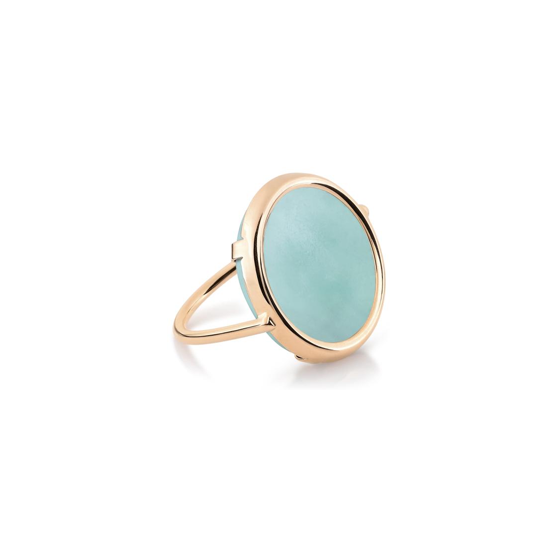 Bague Ginette NY DISC RING en or rose et amazonite