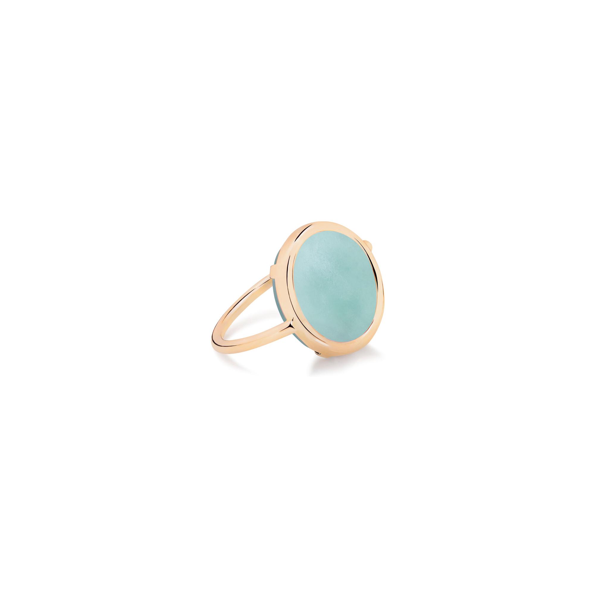 Bague Ginette NY BABY DISC RING en or rose et amazonite