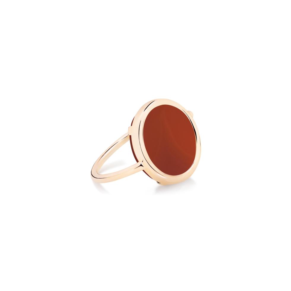 Bague Ginette NY BABY DISC RING en or rose et agate rouge