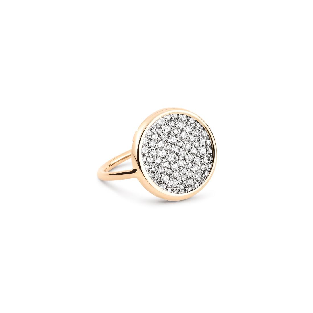 Bague Ginette NY BABY DISC RING en or rose et diamant