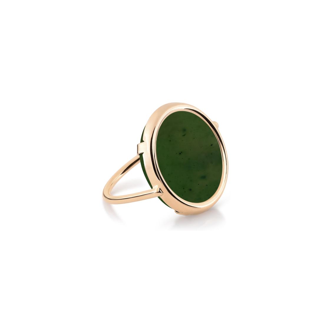 Bague Ginette NY DISC RING en or rose et jade