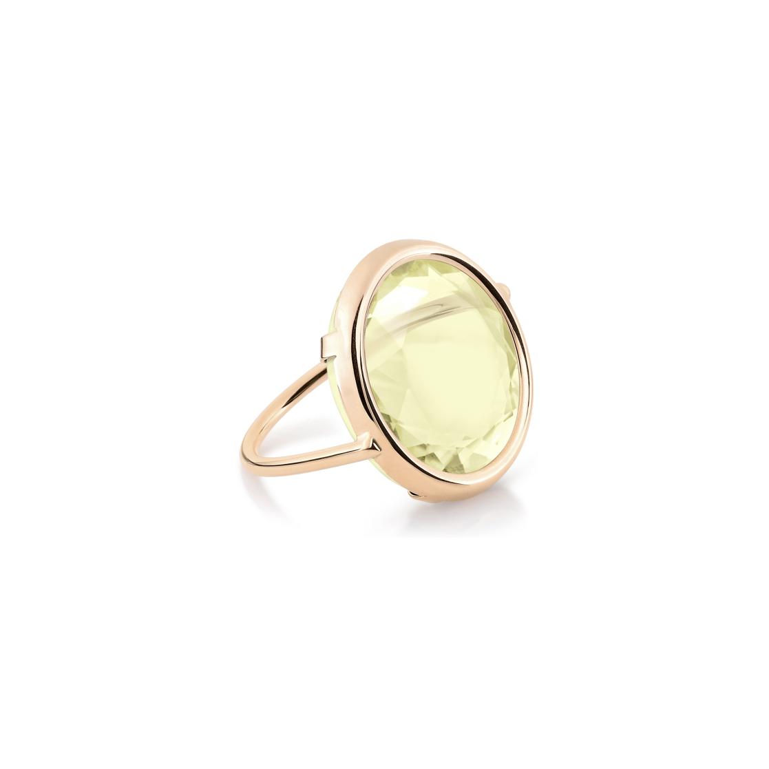 Bague Ginette NY DISC RING en or rose et quartz citron