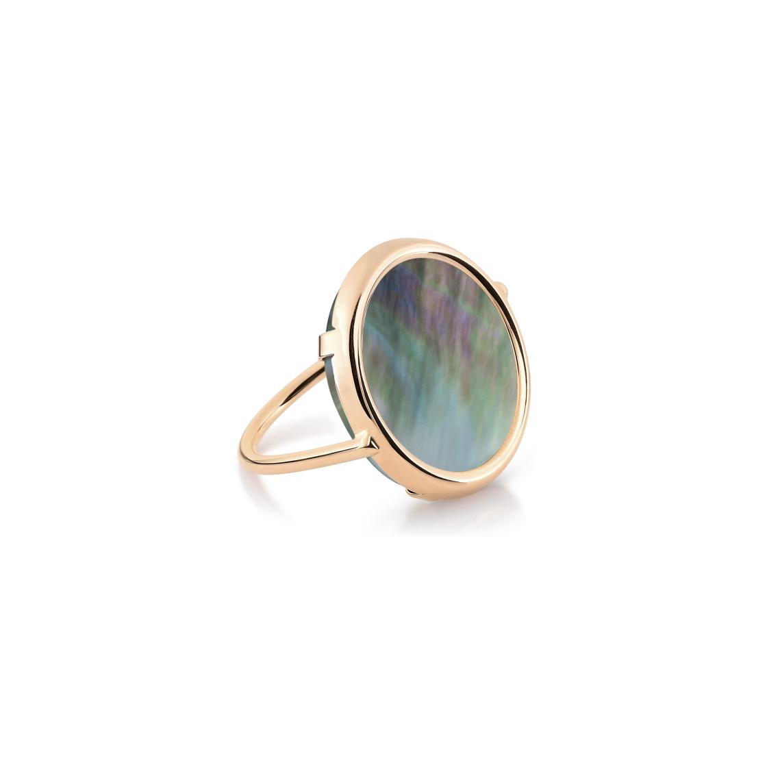 Bague Ginette NY DISC RING en or rose et nacre