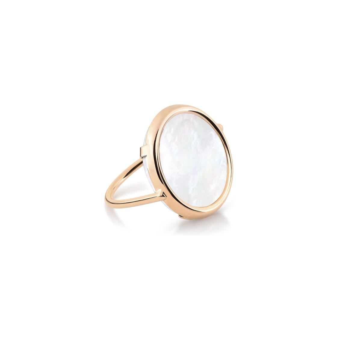 Bague Ginette NY DISC RING en or rose et nacre