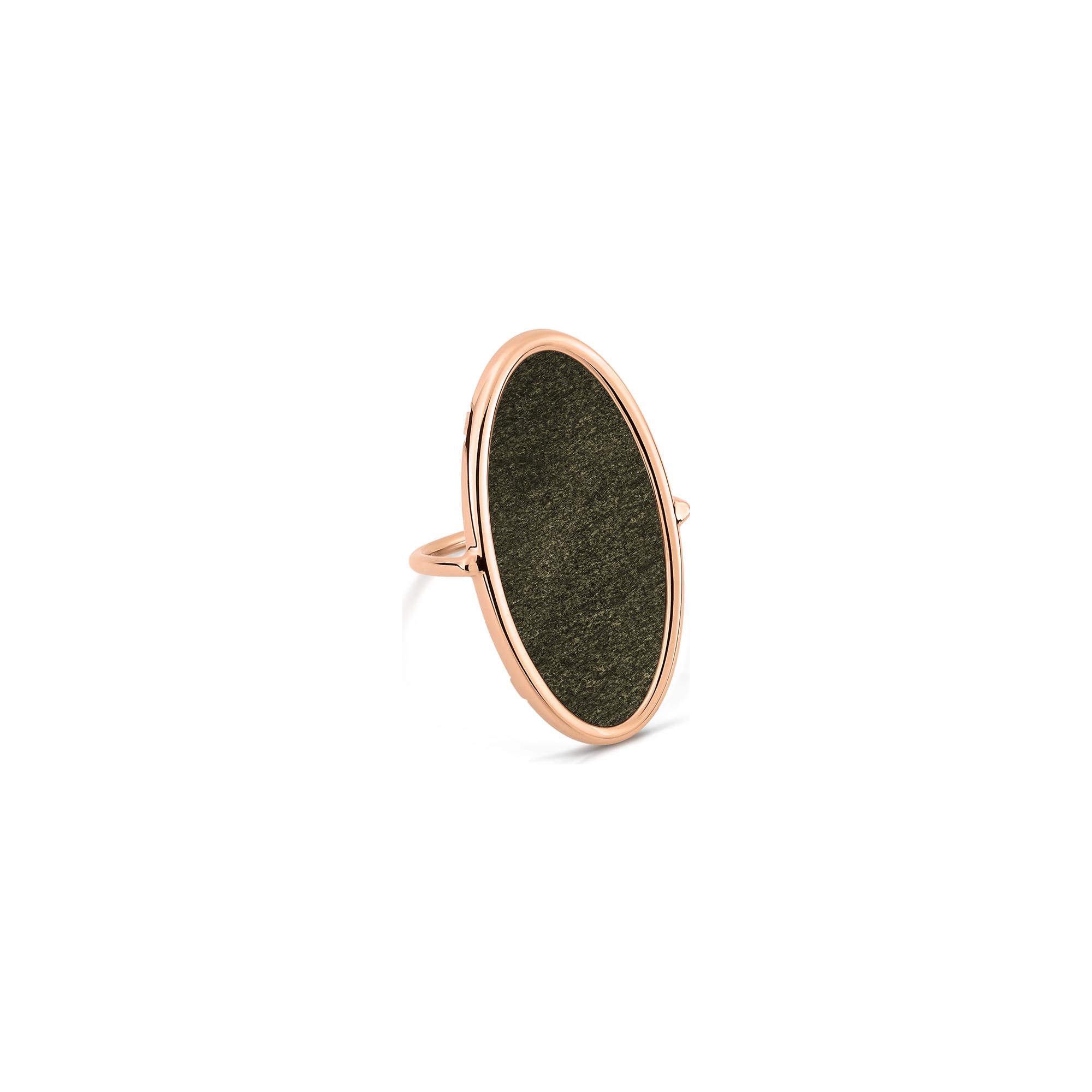 Bague GINETTE NY ELLIPSES & SEQUINS en or rose et obsidienne