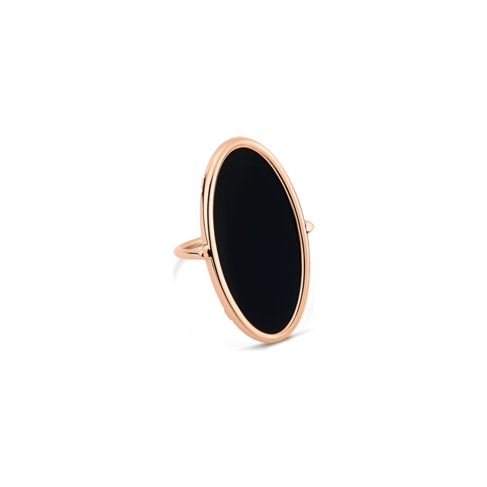 Bague GINETTE NY ELLIPSES & SEQUINS en or rose et onyx