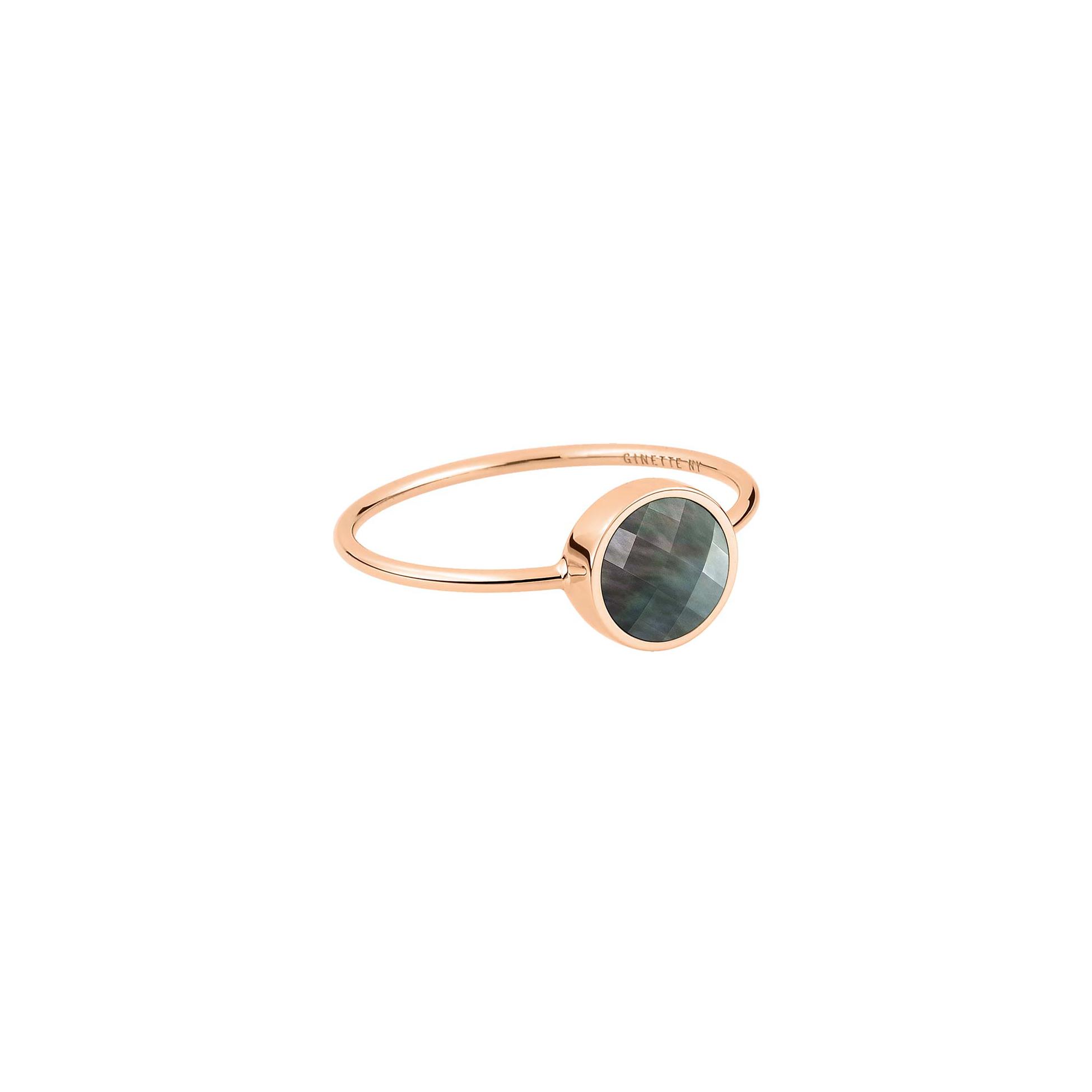 Bague Ginette NY MINI EVER en or rose et nacre noire