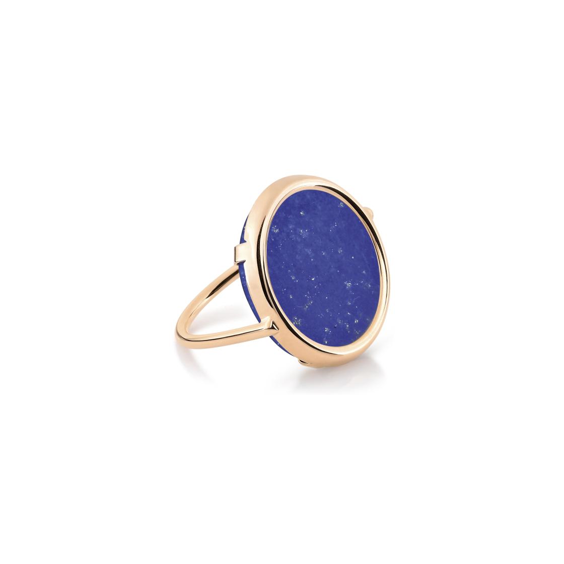 Bague Ginette NY DISC RING EVER en or rose et lapis-lazuli
