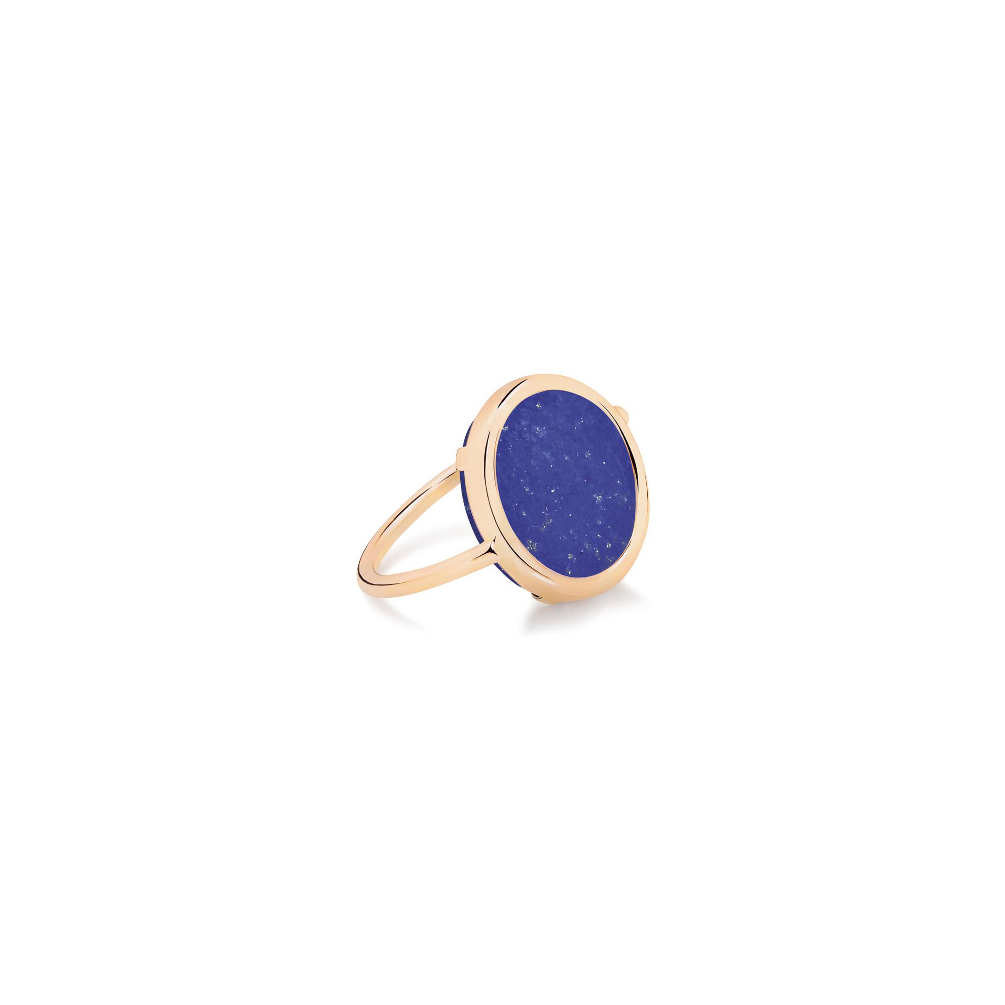 Bague Ginette NY BABY DISC RING en or rose et lapis-lazuli