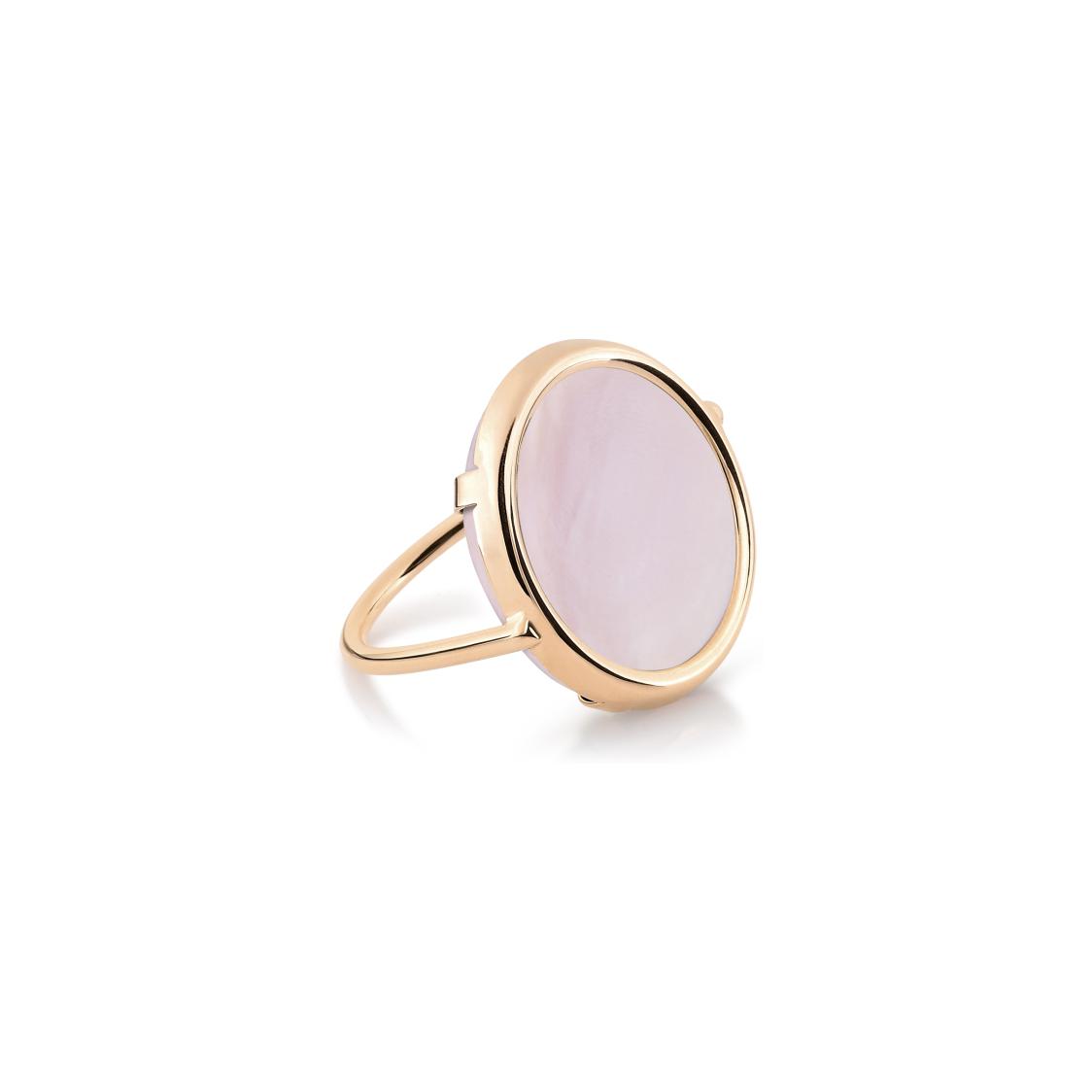 Bague Ginette NY DISC RING EVER en or rose et nacre rose