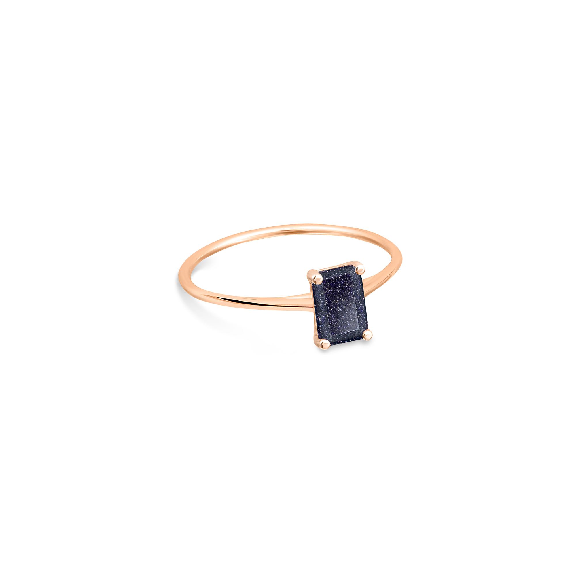 Bague Ginette NY Midnight en or rose et blue sand stone