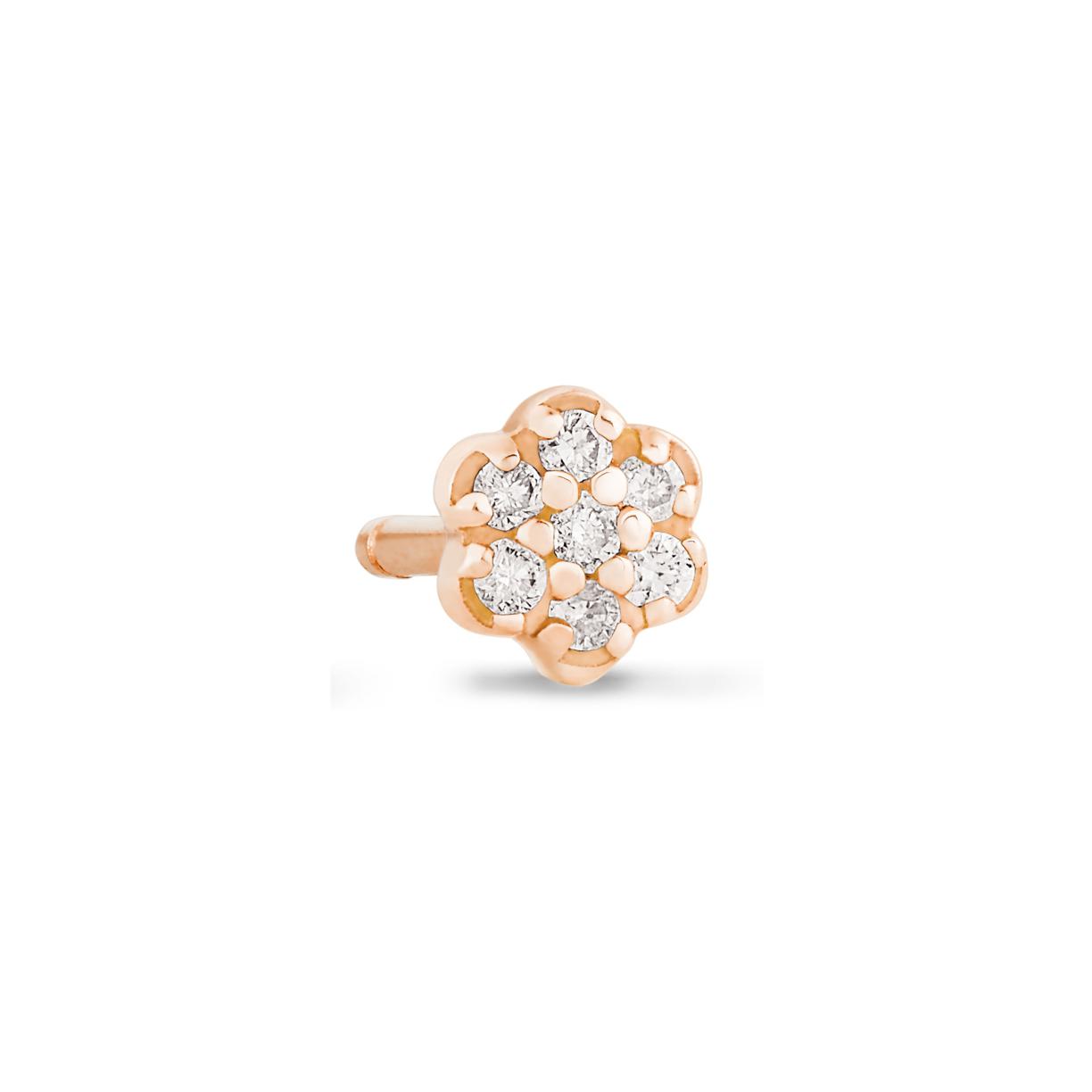 Mono boucle d'oreille Ginette NY BE MINE Mini Lotus en or rose et diamants