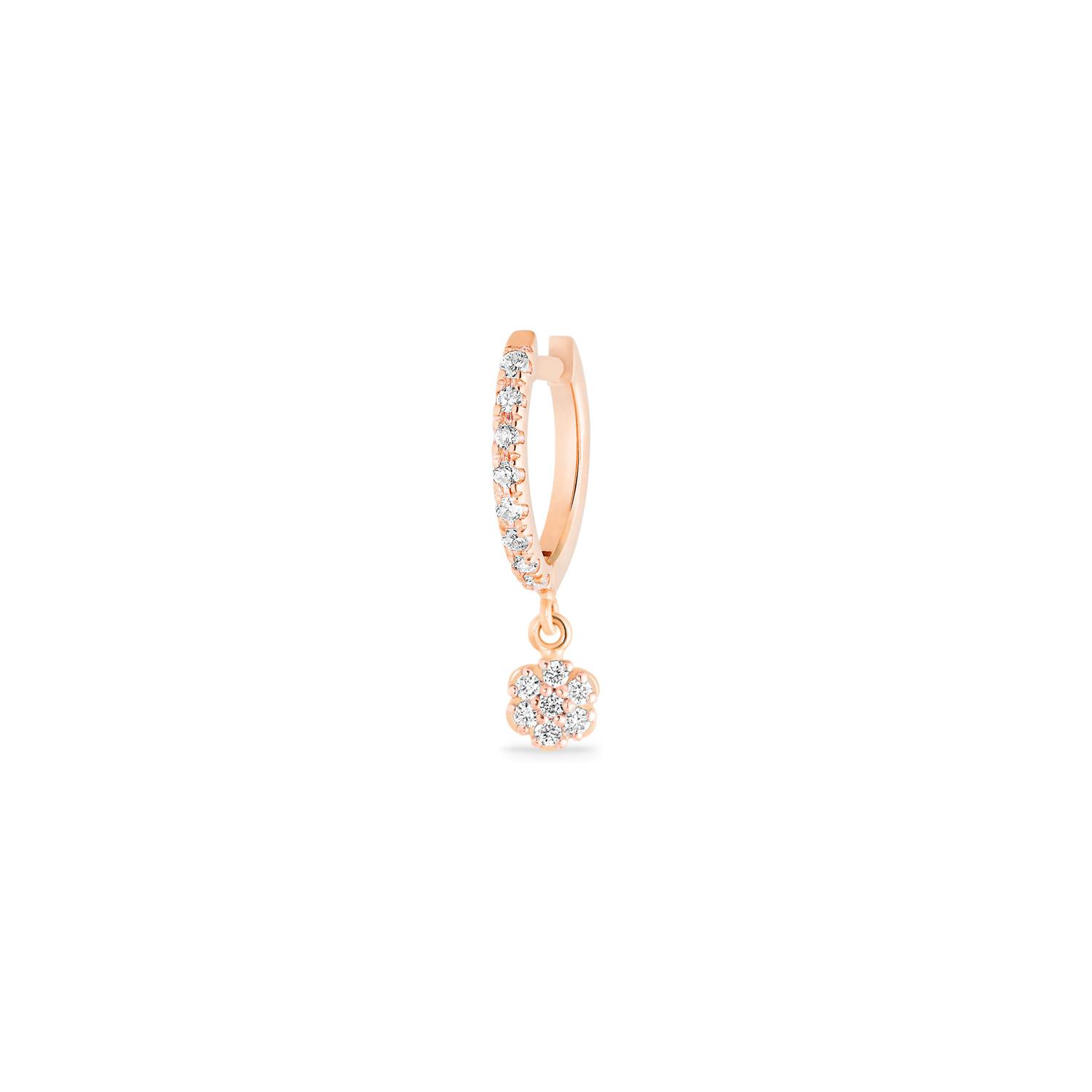 Mono boucle d'oreille créole Ginette NY BE MINE Lotus en or rose et diamants