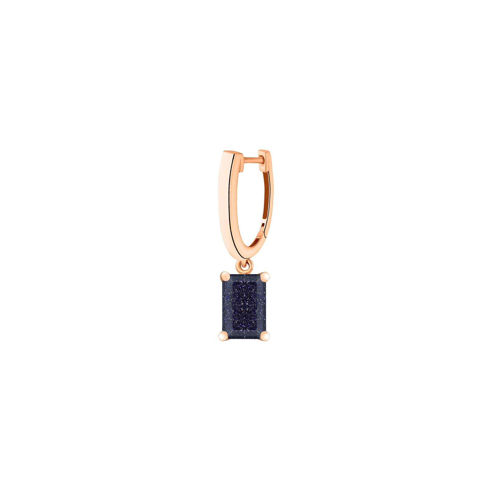 Mono boucle d'oreille pendante Ginette NY Midnight en or rose et blue sand stone