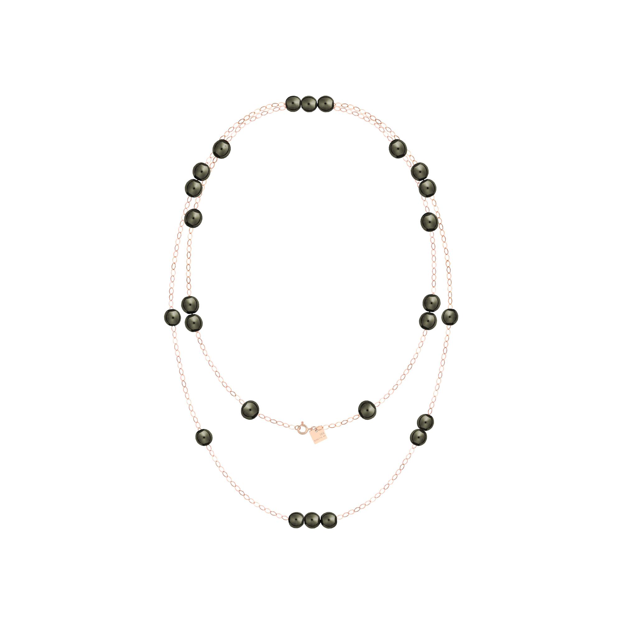 Collier Ginette NY GEORGIA en or rose et obsidiennes