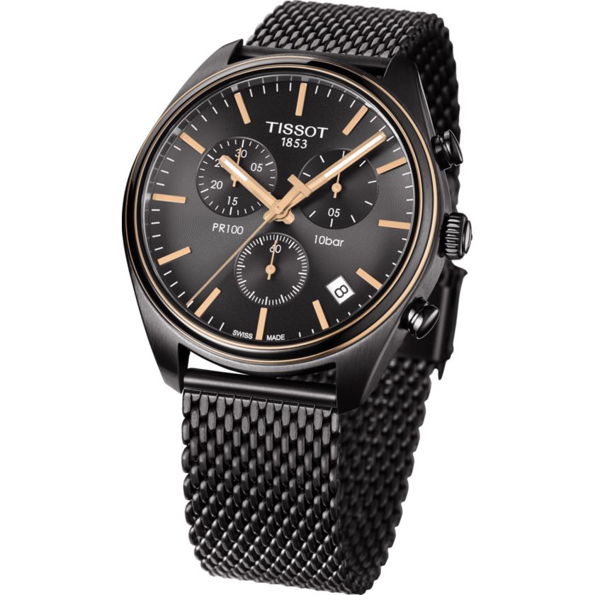 Montre Tissot PR 100 Chronograph cadran Noir bracelet Acier/PVD T101.417.23.061.00