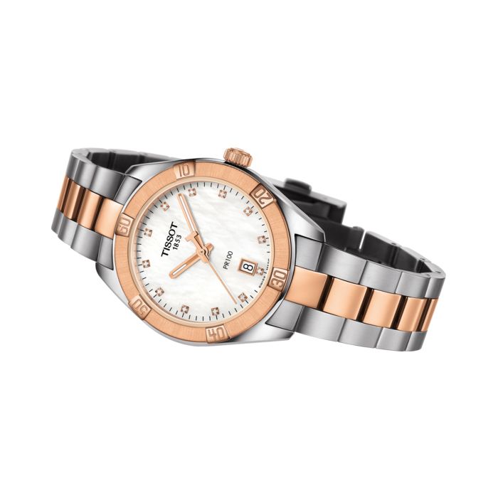 Montre Tissot T.Classic PR 100 Sport Chic cadran gris bracelet Acier/PVD T101.910.22.116.00