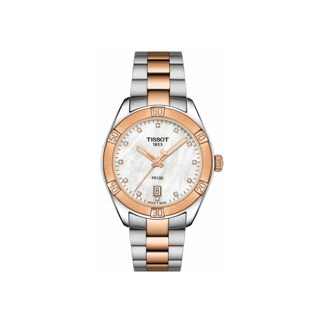 Montre Tissot T.Classic PR 100 Sport Chic cadran gris bracelet Acier/PVD T101.910.22.116.00