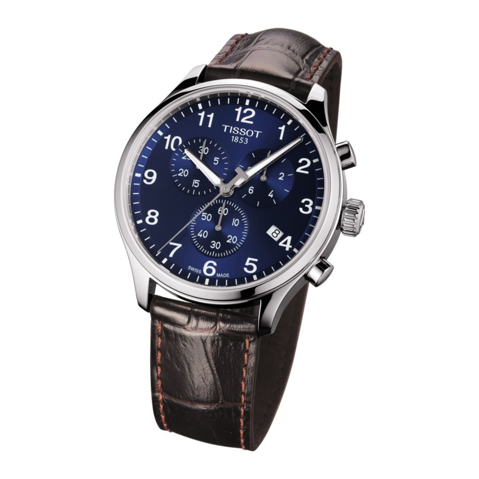 Montre Tissot Chrono XL Classic cadran Bleu bracelet Cuir façon crocodile T116.617.16.047.00