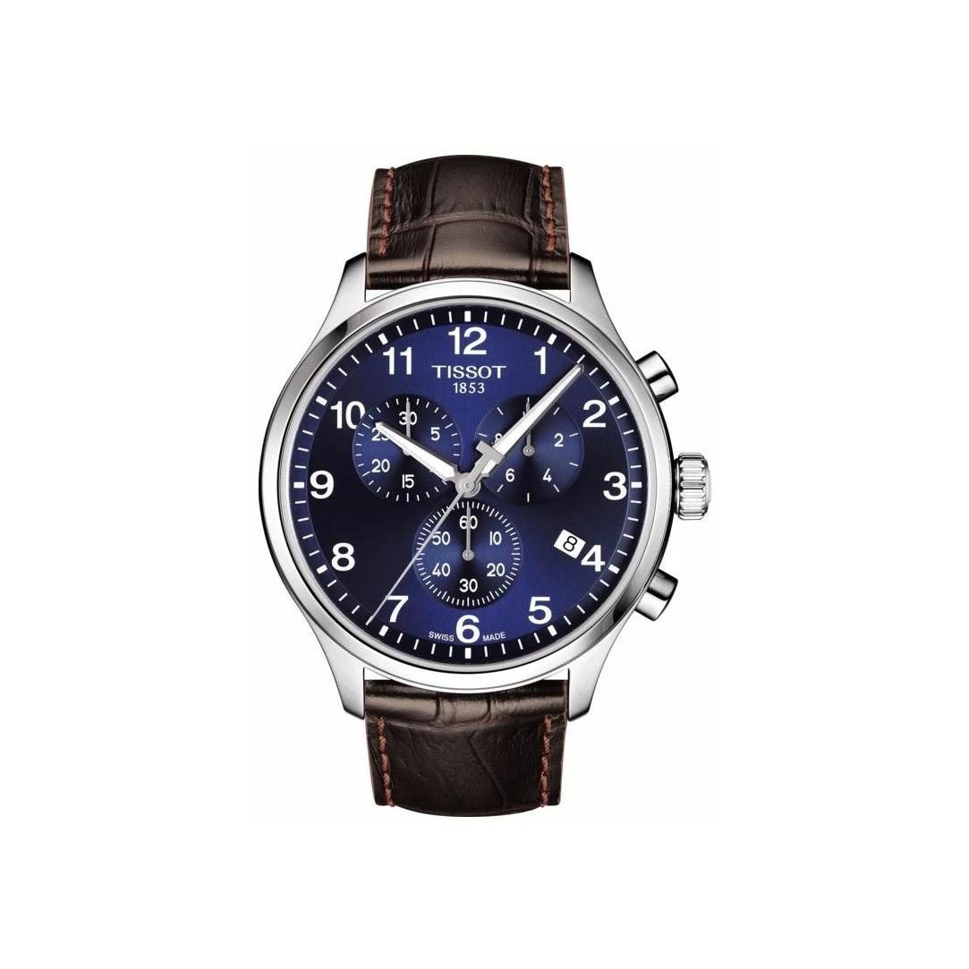 Montre Tissot Chrono XL Classic cadran Bleu bracelet Cuir façon crocodile T116.617.16.047.00