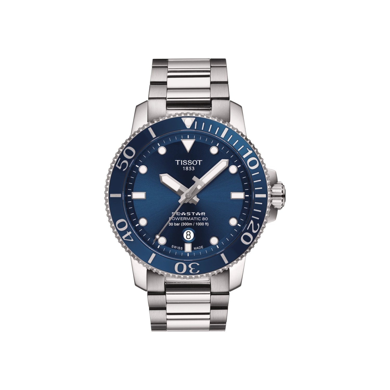 Montre Tissot Seastar 1000 Powermatic 80 cadran Bleu bracelet Acier T120.407.11.041.03