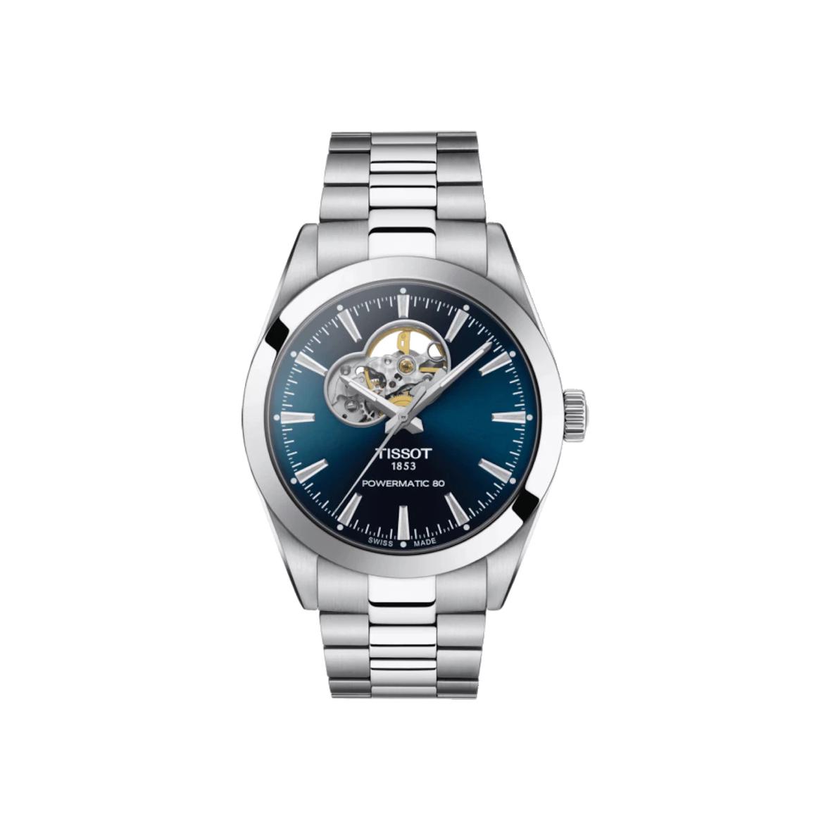 Montre Tissot Gentleman Powermatic 80 Open Heart cadran Bleu bracelet Acier T127.407.11.041.01