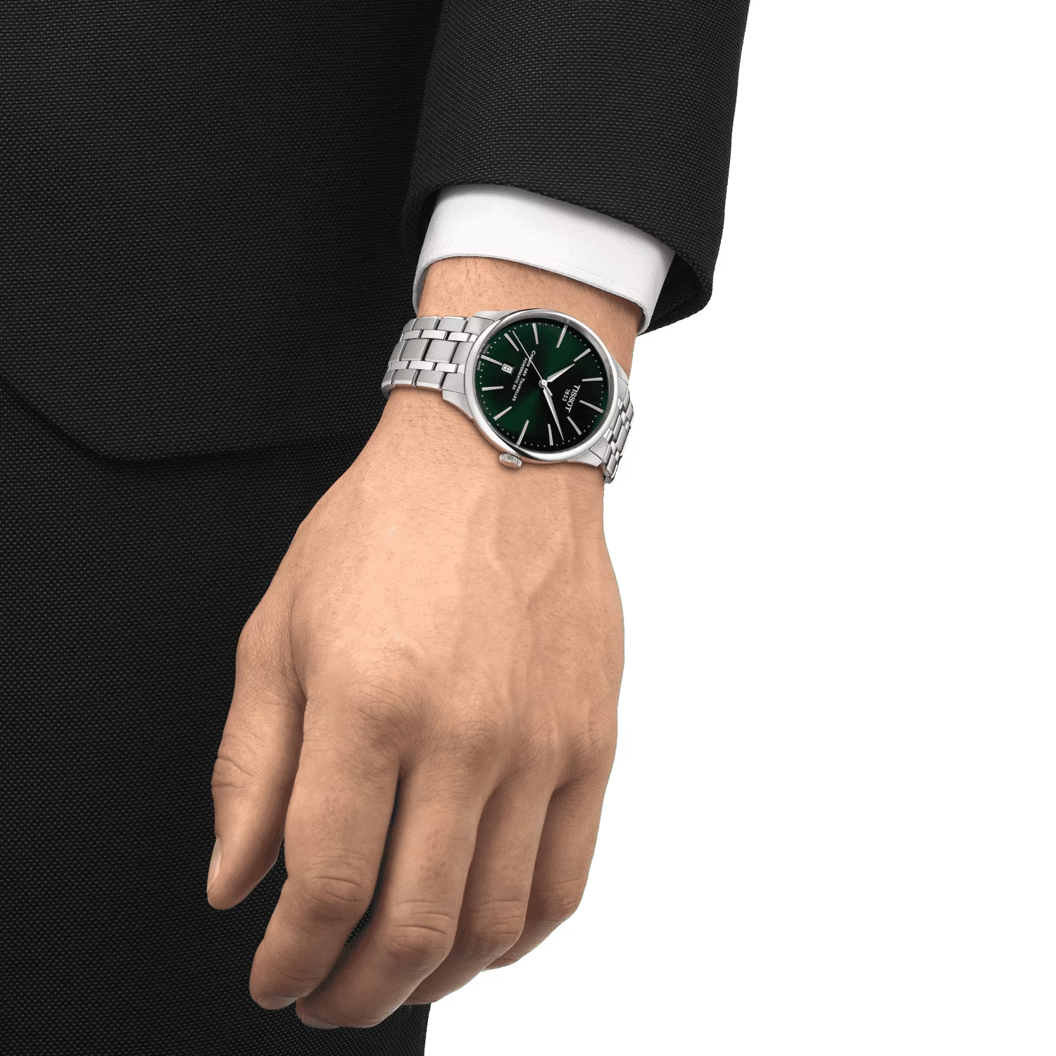 Montre Tissot Chemin Des Tourelles Powermatic 80 cadran Vert bracelet Acier T139.407.11.091.00