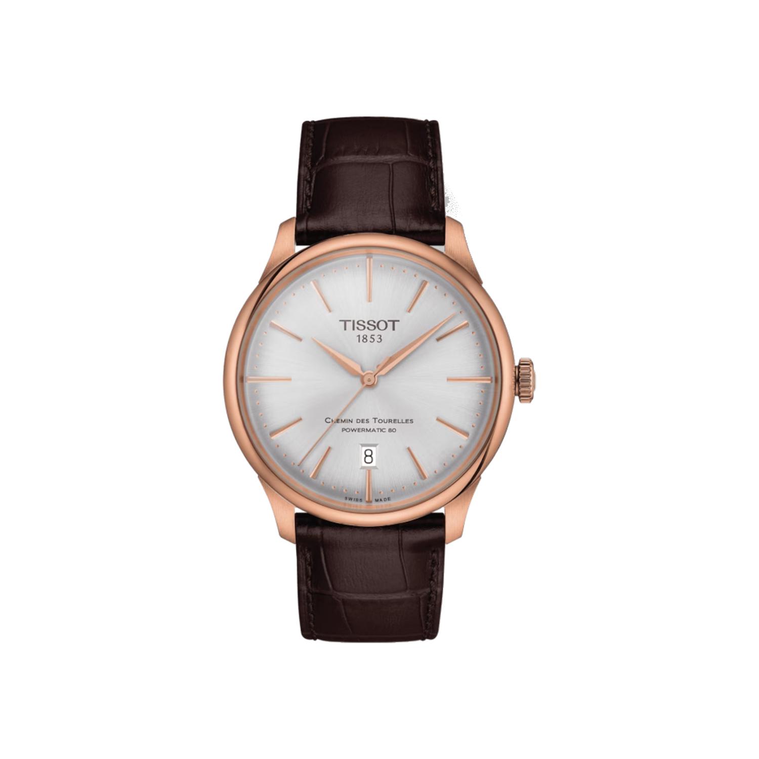 Montre Tissot T-Classic Chemin Des Tourelles Powermatic 80 bracelet Cuir d'alligator T139.807.36.031.00