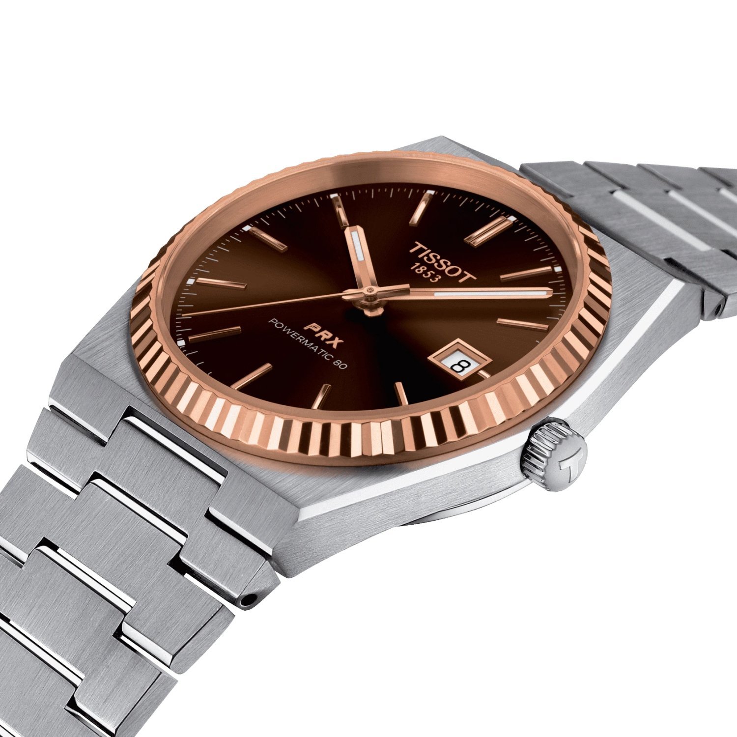 Montre Tissot PRX Powermatic 80 Steel & 18K Gold cadran Chocolat bracelet Acier T931.407.41.291.00