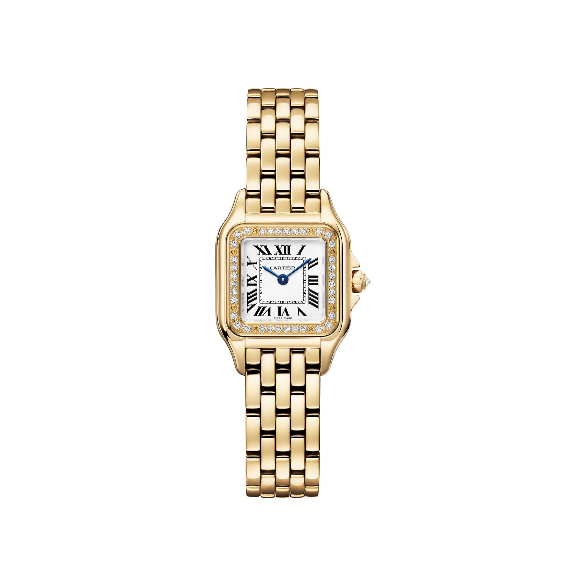 Montre Panthère De Cartier PM Petit modèle, mouvement quartz, or jaune, diamants
