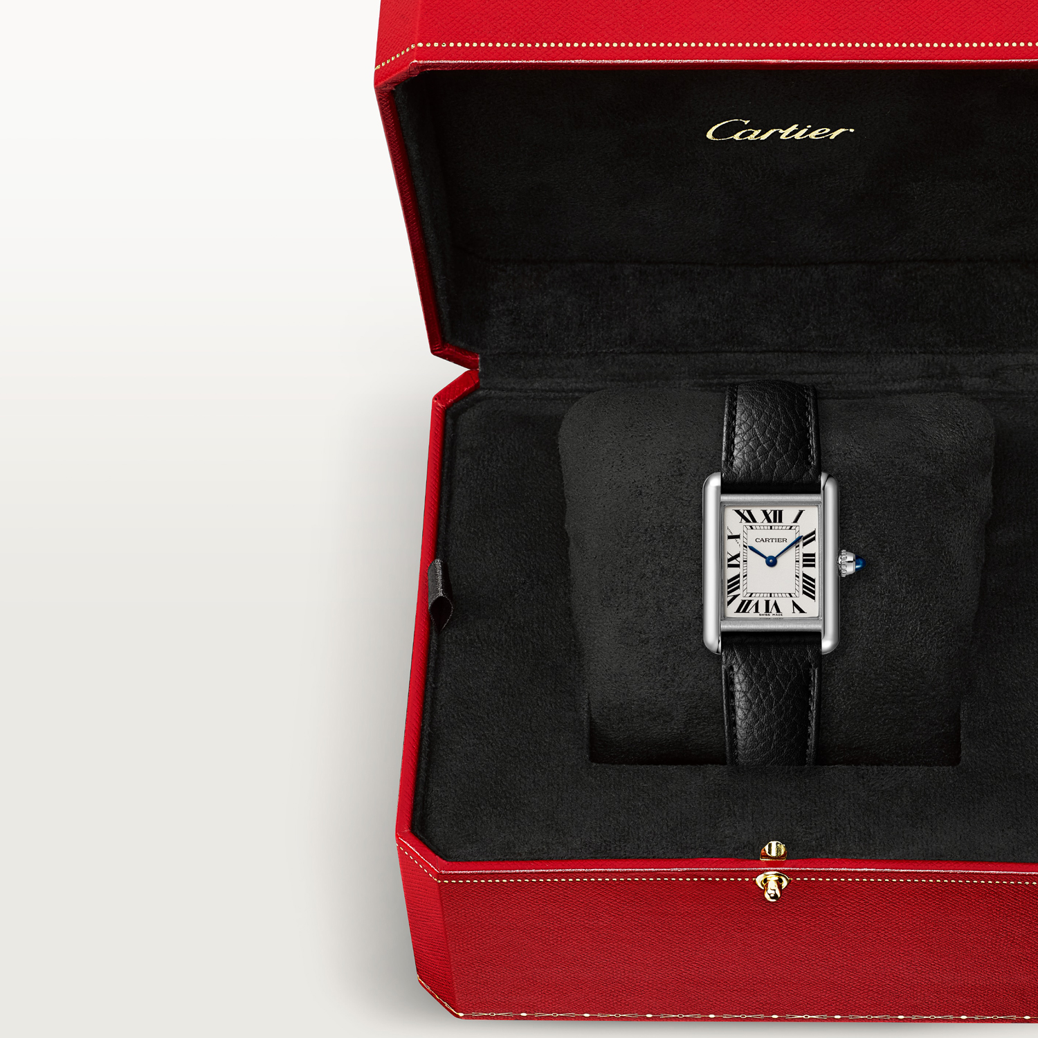 Montre Tank Must de Cartier Petit modèle, mouvement quartz, acier, cuir