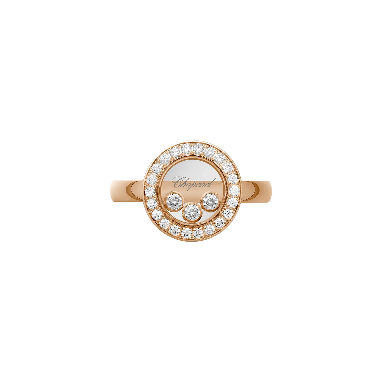 Bague Chopard Happy Diamonds Icons en or rose et diamants, taille 52
