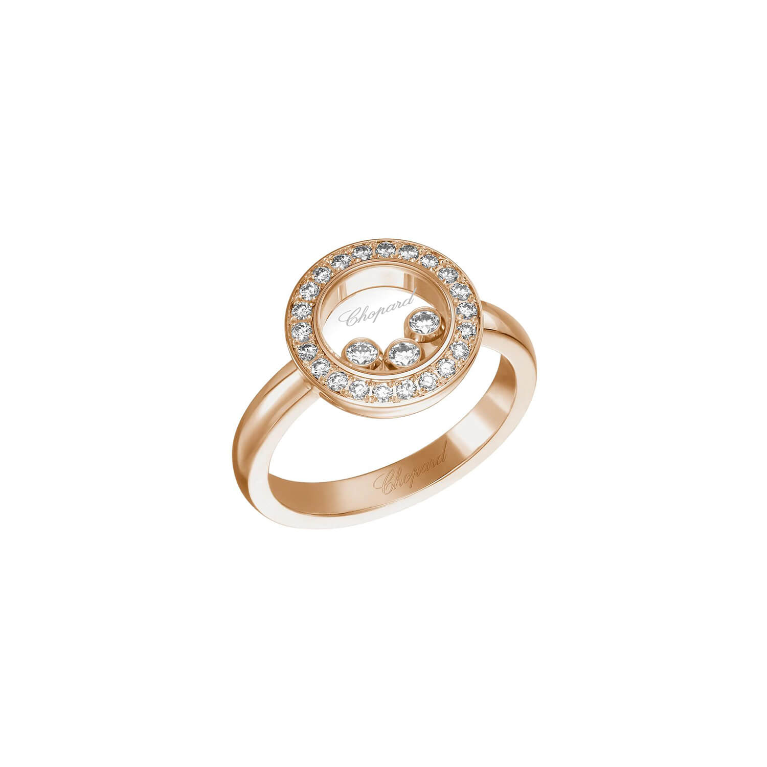 Bague Chopard Happy Diamonds Icons en or rose et diamants, taille 52